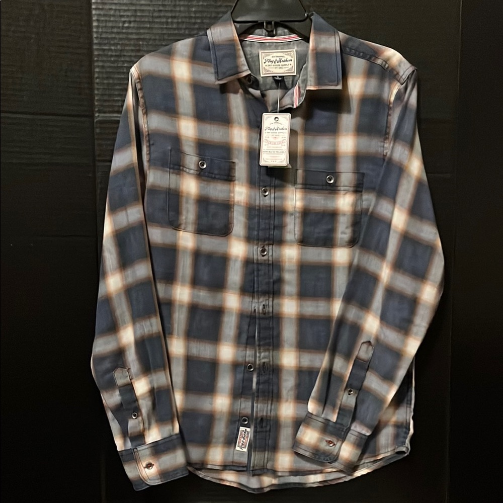 Blue and White Casual Button Down Shirt